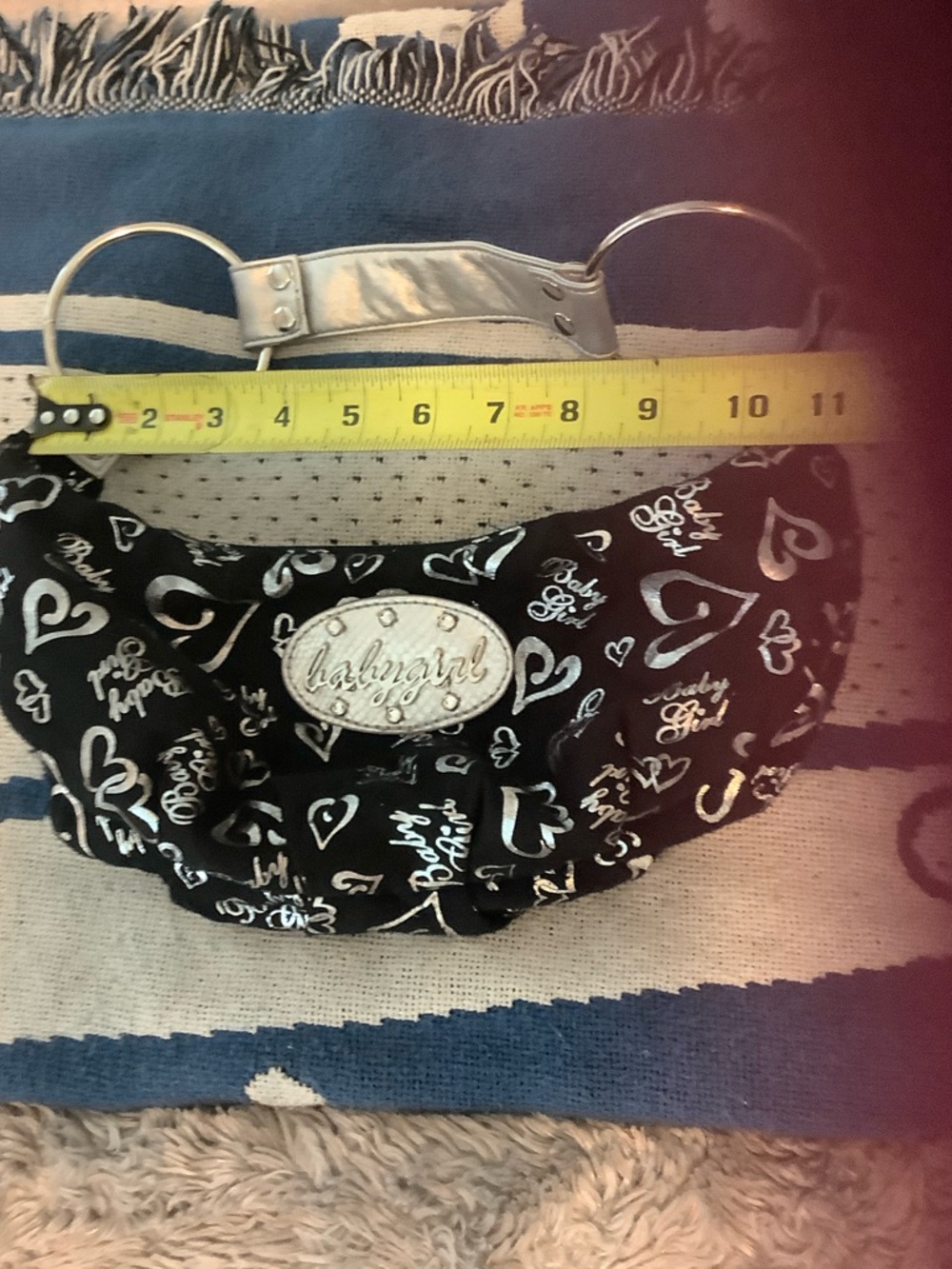 Babygirl Black Heart Print Small Purse with Silver Accent - Picture 3 of 7